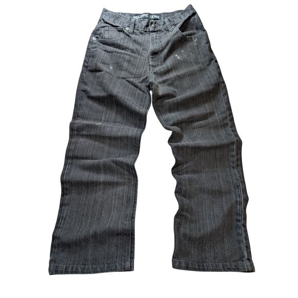 Square Zero Jeans Mens 32X30 Actual Black/Gray Wide Leg Graphic Streetwear Y2k - Picture 2 of 10